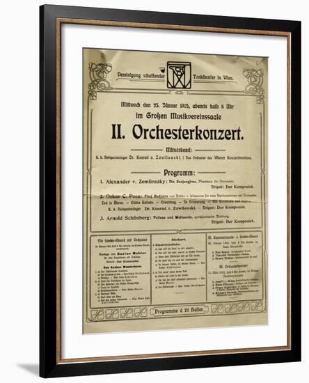 Poster of Society of Friends of Music in Vienna in 1905, with Music by Arnold Schoenberg-null-Framed Giclee Print
