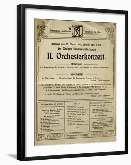 Poster of Society of Friends of Music in Vienna in 1905, with Music by Arnold Schoenberg-null-Framed Giclee Print