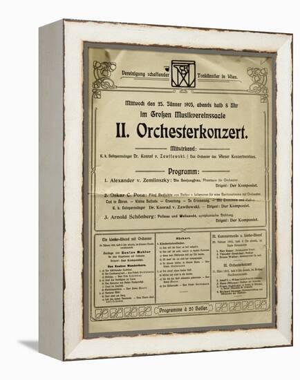 Poster of Society of Friends of Music in Vienna in 1905, with Music by Arnold Schoenberg-null-Framed Premier Image Canvas