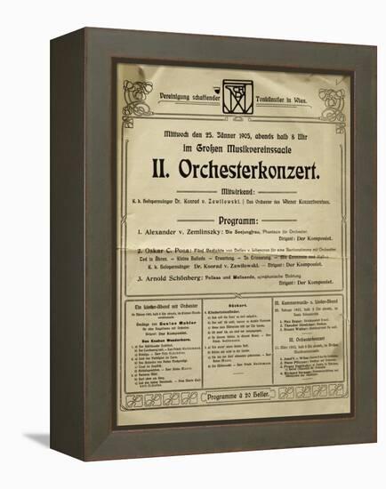 Poster of Society of Friends of Music in Vienna in 1905, with Music by Arnold Schoenberg-null-Framed Premier Image Canvas