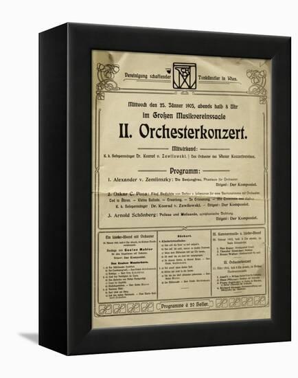 Poster of Society of Friends of Music in Vienna in 1905, with Music by Arnold Schoenberg-null-Framed Premier Image Canvas