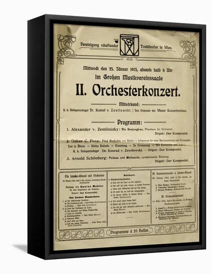 Poster of Society of Friends of Music in Vienna in 1905, with Music by Arnold Schoenberg-null-Framed Premier Image Canvas