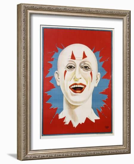 Poster of Stock Clown Head with Red Background-null-Framed Giclee Print