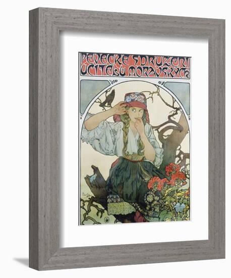 Poster 'Pévecké Sdruzeni Ucitelu Moravskych' (The Moravian Teachers' Choir), 1911-Alphonse Mucha-Framed Giclee Print