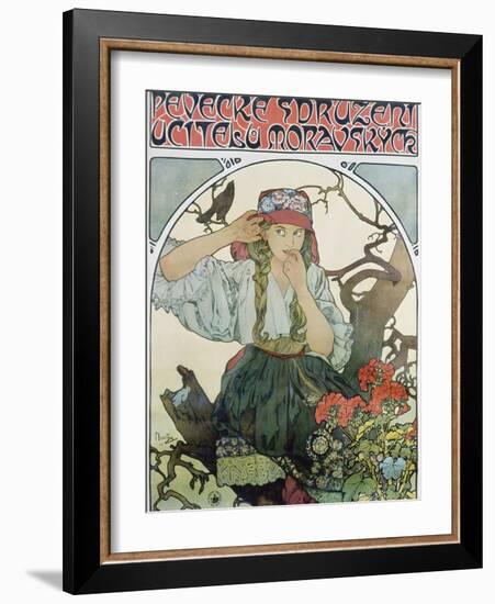 Poster 'Pévecké Sdruzeni Ucitelu Moravskych' (The Moravian Teachers' Choir), 1911-Alphonse Mucha-Framed Giclee Print