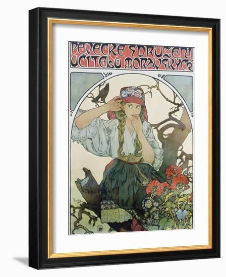 Poster 'Pévecké Sdruzeni Ucitelu Moravskych' (The Moravian Teachers' Choir), 1911-Alphonse Mucha-Framed Giclee Print