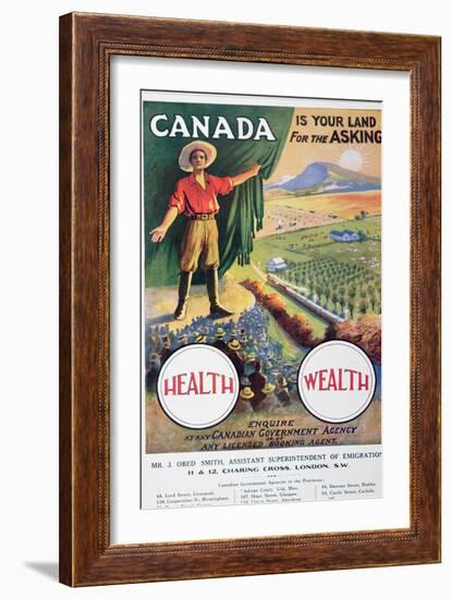 Poster Promoting Emigration to Canada, 1914-null-Framed Giclee Print