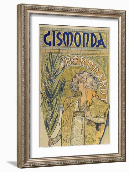 Poster: Sarah Bernhardt as Gismonda at the Theatre De La Renaissance (Upper Part), 1895-Alphonse Mucha-Framed Giclee Print