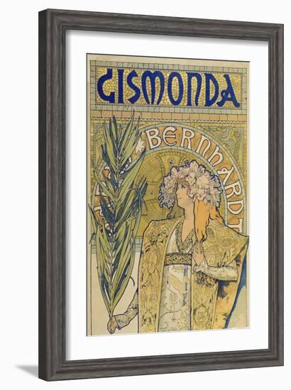 Poster: Sarah Bernhardt as Gismonda at the Theatre De La Renaissance (Upper Part), 1895-Alphonse Mucha-Framed Giclee Print