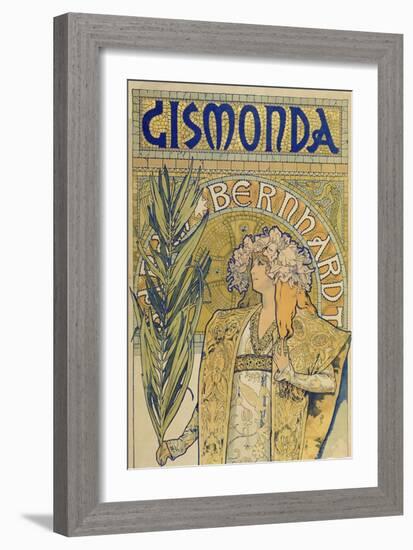 Poster: Sarah Bernhardt as Gismonda at the Theatre De La Renaissance (Upper Part), 1895-Alphonse Mucha-Framed Giclee Print