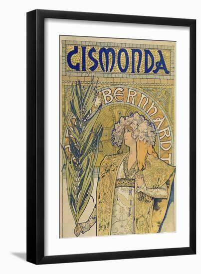 Poster: Sarah Bernhardt as Gismonda at the Theatre De La Renaissance (Upper Part), 1895-Alphonse Mucha-Framed Giclee Print