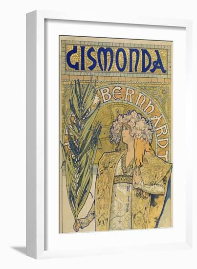 Poster: Sarah Bernhardt as Gismonda at the Theatre De La Renaissance (Upper Part), 1895-Alphonse Mucha-Framed Giclee Print