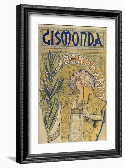 Poster: Sarah Bernhardt as Gismonda at the Theatre De La Renaissance (Upper Part), 1895-Alphonse Mucha-Framed Giclee Print