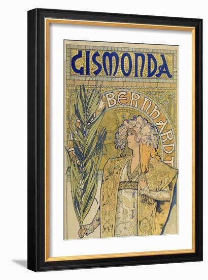 Poster: Sarah Bernhardt as Gismonda at the Theatre De La Renaissance (Upper Part), 1895-Alphonse Mucha-Framed Giclee Print