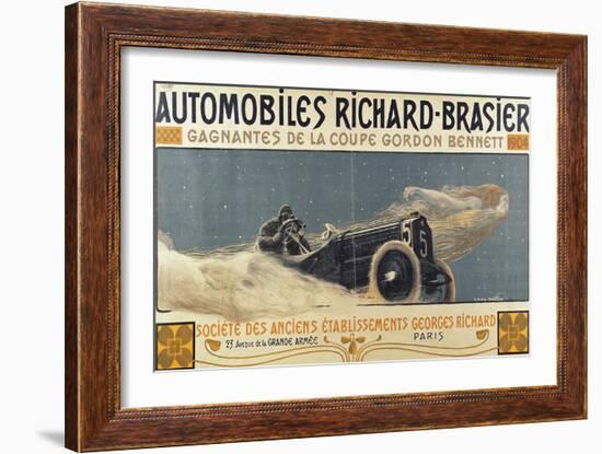 Poster Showing Automobiles Richard-Brasier Winning the Gordon Bennett Cup, 1904-Henri Jules Ferdinand Bellery-defonaines-Framed Giclee Print