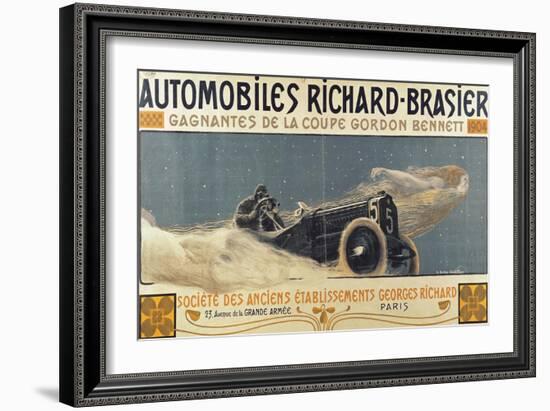 Poster Showing Automobiles Richard-Brasier Winning the Gordon Bennett Cup, 1904-Henri Jules Ferdinand Bellery-defonaines-Framed Giclee Print