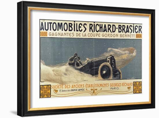 Poster Showing Automobiles Richard-Brasier Winning the Gordon Bennett Cup, 1904-Henri Jules Ferdinand Bellery-defonaines-Framed Giclee Print