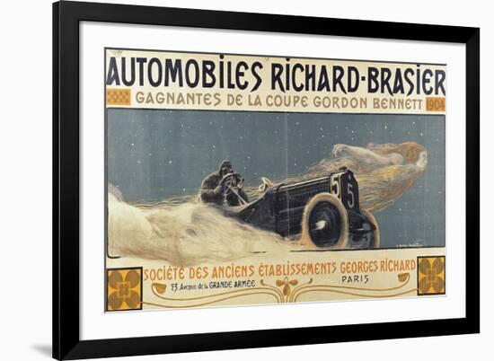 Poster Showing Automobiles Richard-Brasier Winning the Gordon Bennett Cup, 1904-Henri Jules Ferdinand Bellery-defonaines-Framed Giclee Print