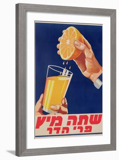 Poster with a Glass of Orange Juice, C.1947 (Colour Litho)-Israeli-Framed Giclee Print