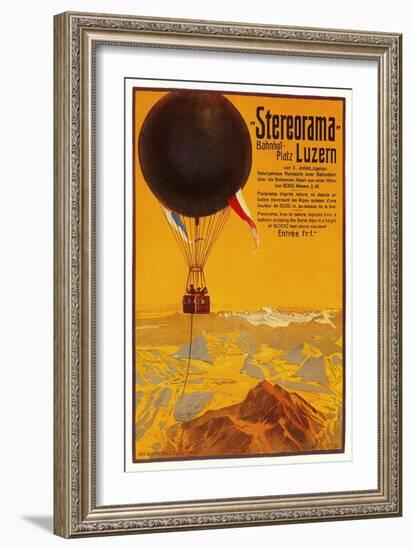 Poster with Balloon over the Alps-null-Framed Art Print