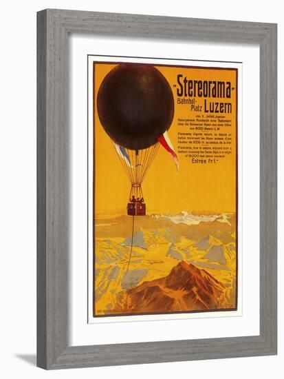 Poster with Balloon over the Alps-null-Framed Art Print