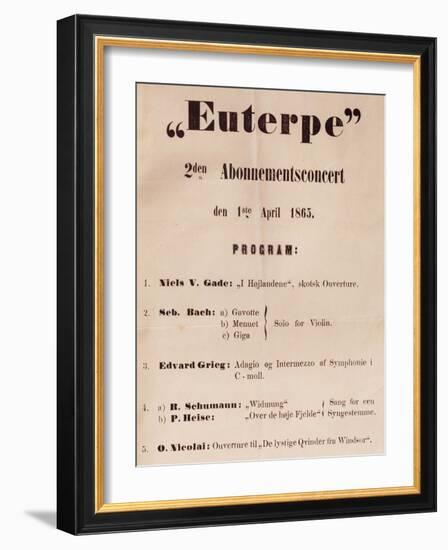 Poster with Concert Program Organized by Music School Euterpe, April 1, 1865-null-Framed Giclee Print