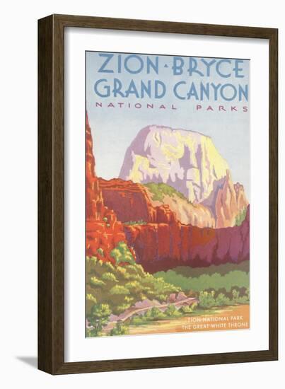 Poster, Zion, Bryce, Grand Canyon, National Parks--Framed Art Print