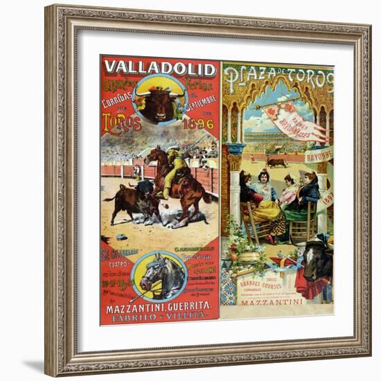 Posters Advertising Bull-Fights in Valladolid, 1896 and in Bayonne, 1897-null-Framed Giclee Print