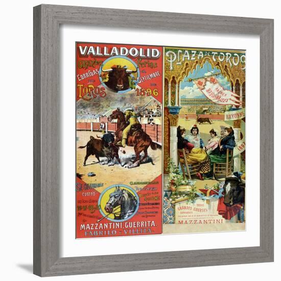 Posters Advertising Bull-Fights in Valladolid, 1896 and in Bayonne, 1897-null-Framed Giclee Print