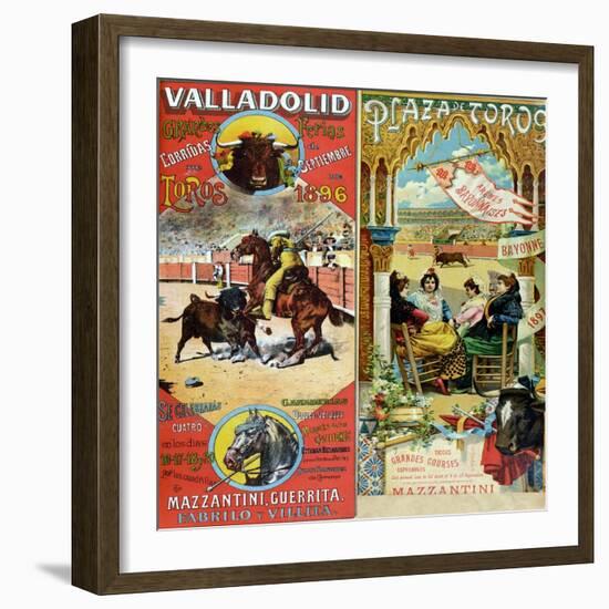 Posters Advertising Bull-Fights in Valladolid, 1896 and in Bayonne, 1897-null-Framed Giclee Print