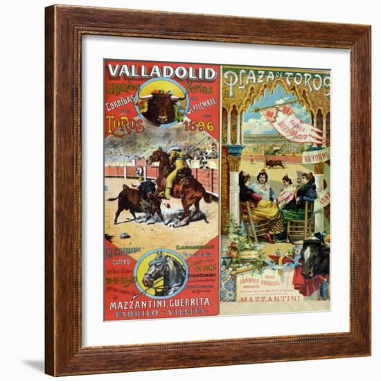 Posters Advertising Bull-Fights in Valladolid, 1896 and in Bayonne, 1897-null-Framed Giclee Print