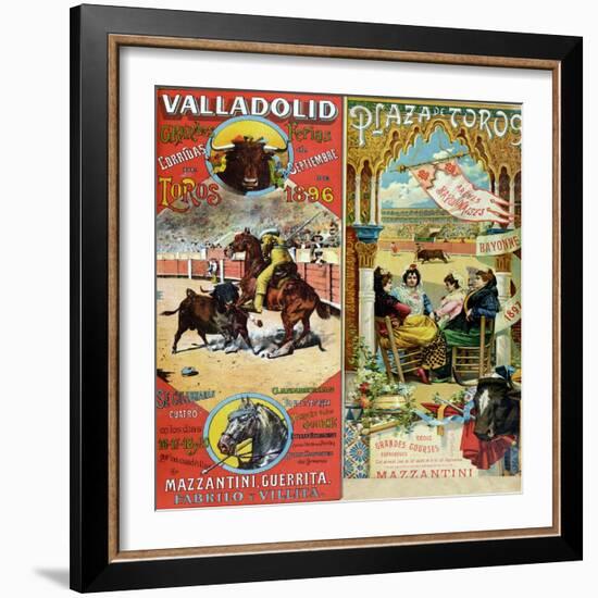 Posters Advertising Bull-Fights in Valladolid, 1896 and in Bayonne, 1897-null-Framed Giclee Print