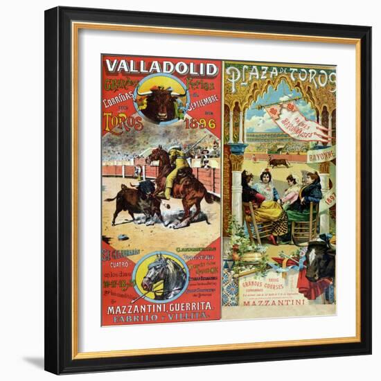 Posters Advertising Bull-Fights in Valladolid, 1896 and in Bayonne, 1897-null-Framed Giclee Print