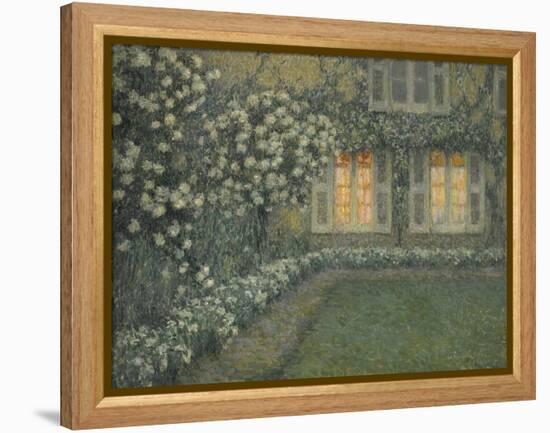 Postimpressionism : Le Jardin Blanc Au Crepuscule ( the White Garden at Dusk) Par Le Sidaner, Henri-Henri Eugene Augustin Le Sidaner-Framed Premier Image Canvas