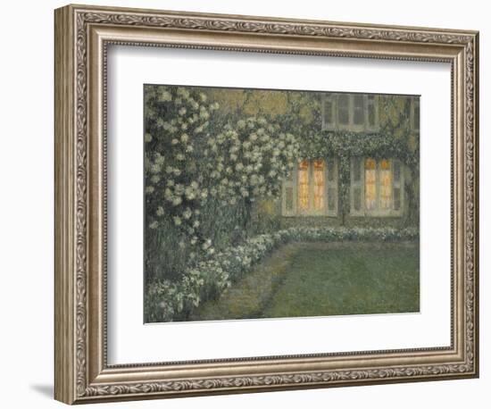 Postimpressionism : Le Jardin Blanc Au Crepuscule ( the White Garden at Dusk) Par Le Sidaner, Henri-Henri Eugene Augustin Le Sidaner-Framed Giclee Print