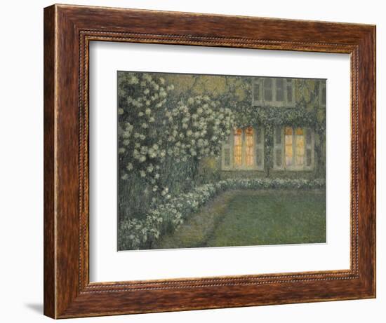 Postimpressionism : Le Jardin Blanc Au Crepuscule ( the White Garden at Dusk) Par Le Sidaner, Henri-Henri Eugene Augustin Le Sidaner-Framed Giclee Print