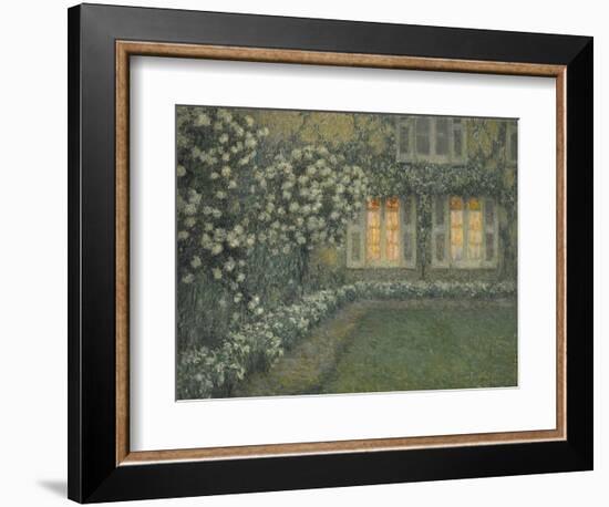 Postimpressionism : Le Jardin Blanc Au Crepuscule ( the White Garden at Dusk) Par Le Sidaner, Henri-Henri Eugene Augustin Le Sidaner-Framed Giclee Print