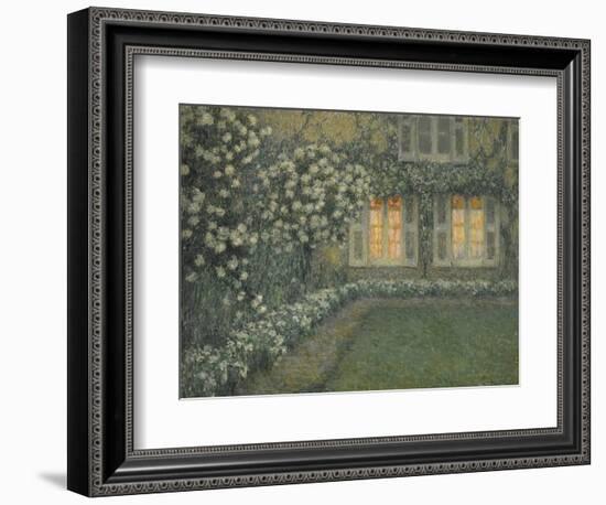 Postimpressionism : Le Jardin Blanc Au Crepuscule ( the White Garden at Dusk) Par Le Sidaner, Henri-Henri Eugene Augustin Le Sidaner-Framed Giclee Print