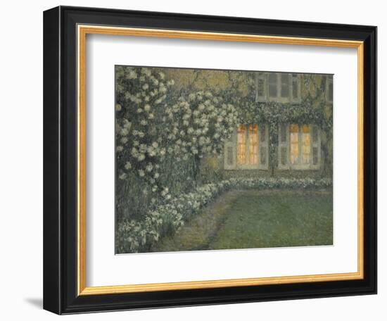 Postimpressionism : Le Jardin Blanc Au Crepuscule ( the White Garden at Dusk) Par Le Sidaner, Henri-Henri Eugene Augustin Le Sidaner-Framed Giclee Print