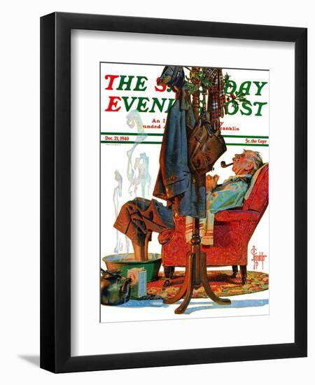 "Postman Soaking Feet," Saturday Evening Post Cover, December 21, 1940-Joseph Christian Leyendecker-Framed Giclee Print