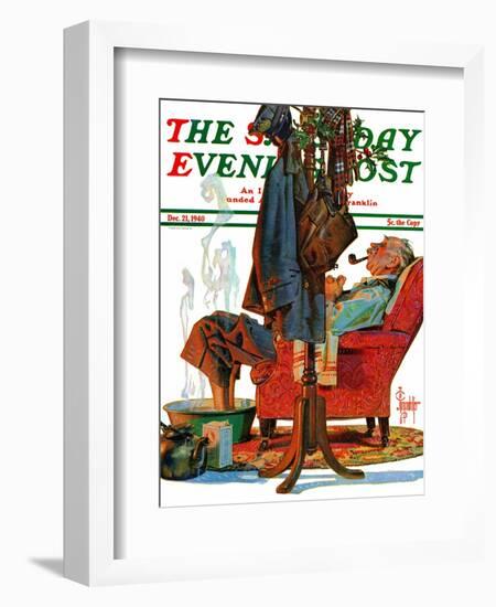 "Postman Soaking Feet," Saturday Evening Post Cover, December 21, 1940-Joseph Christian Leyendecker-Framed Giclee Print