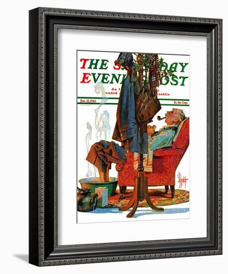 "Postman Soaking Feet," Saturday Evening Post Cover, December 21, 1940-Joseph Christian Leyendecker-Framed Giclee Print