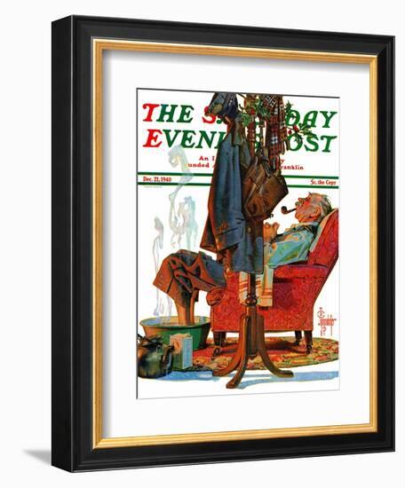 "Postman Soaking Feet," Saturday Evening Post Cover, December 21, 1940-Joseph Christian Leyendecker-Framed Giclee Print