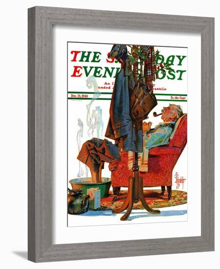 "Postman Soaking Feet," Saturday Evening Post Cover, December 21, 1940-Joseph Christian Leyendecker-Framed Giclee Print