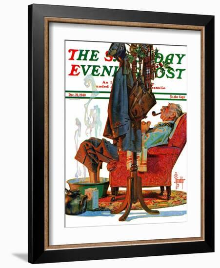 "Postman Soaking Feet," Saturday Evening Post Cover, December 21, 1940-Joseph Christian Leyendecker-Framed Giclee Print