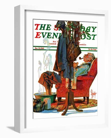 "Postman Soaking Feet," Saturday Evening Post Cover, December 21, 1940-Joseph Christian Leyendecker-Framed Giclee Print