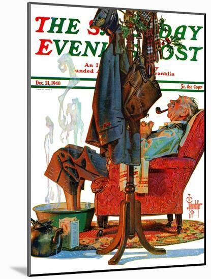 "Postman Soaking Feet," Saturday Evening Post Cover, December 21, 1940-Joseph Christian Leyendecker-Mounted Giclee Print