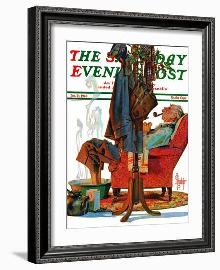 "Postman Soaking Feet," Saturday Evening Post Cover, December 21, 1940-Joseph Christian Leyendecker-Framed Giclee Print