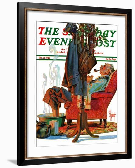 "Postman Soaking Feet," Saturday Evening Post Cover, December 21, 1940-Joseph Christian Leyendecker-Framed Giclee Print