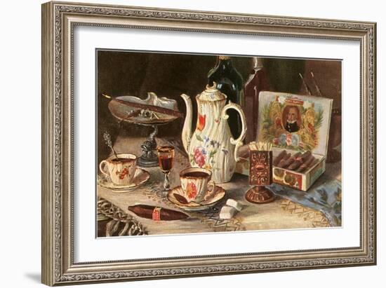 Postprandials, Coffee, Cigars, Brandy-null-Framed Art Print